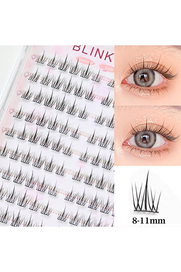 MJ-BWTYH Self-Adhesive Cluster Lashes Soft Idol Style Reusable No-Glue Individual Clusters Natural V