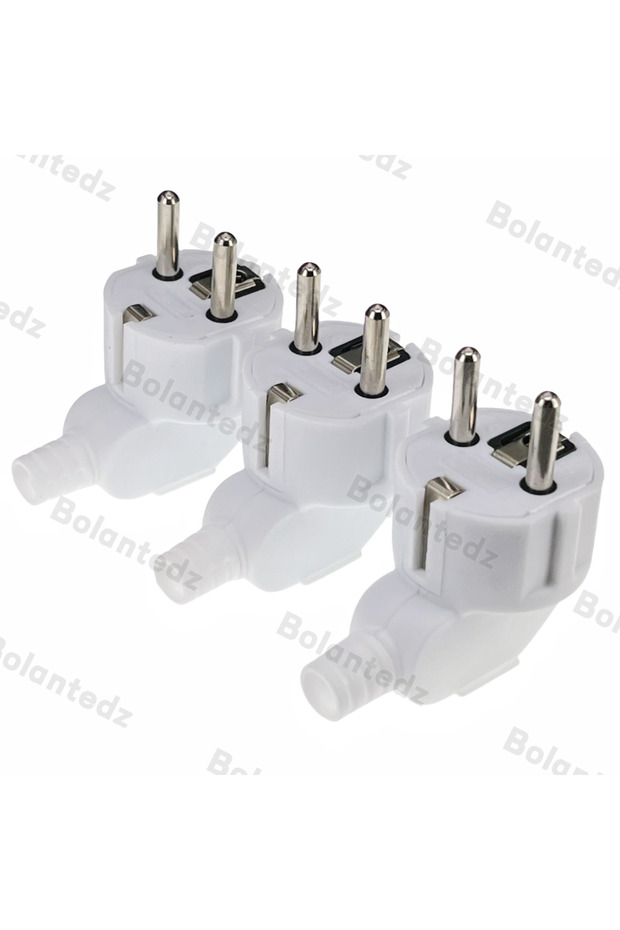 4.8mm White 3pcs Euro Plug Adapter Replacement 16A Male France Korea Germany Plug AC Outlets Rewirea