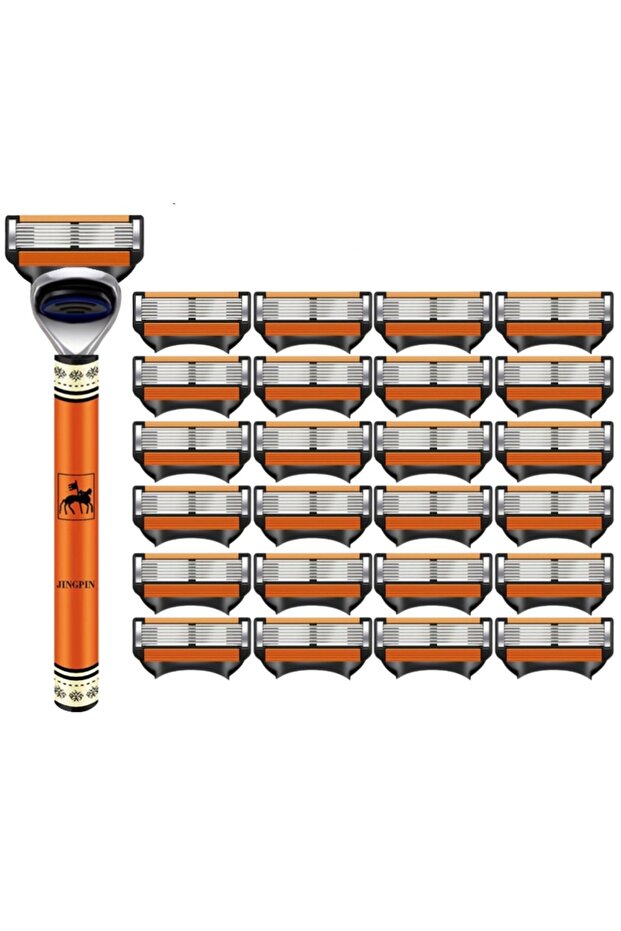 1 handle 24 blades New Fusion Shaver Cyclic Replaceable Razor Blade 6 Layers Safety Manual Shaving H