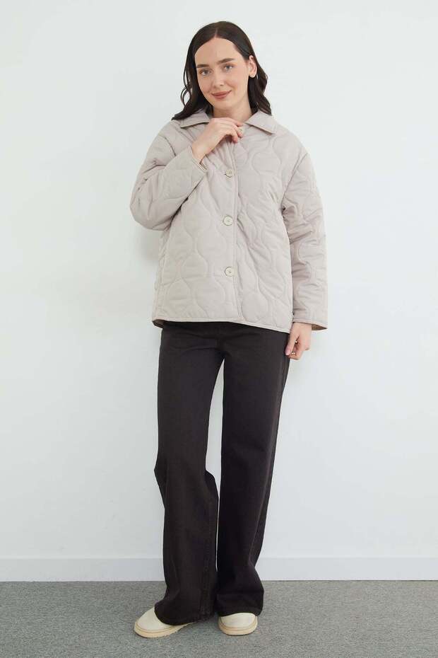 Water Wave Patterned Oversized Buttoned Coat - 7