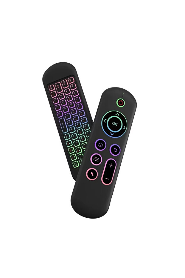 kebidumei Backlight 2.4GHz Wireless M5 Air Mouse BT 5.2 Mini Keyboard Backlit Remote Control IR Lear