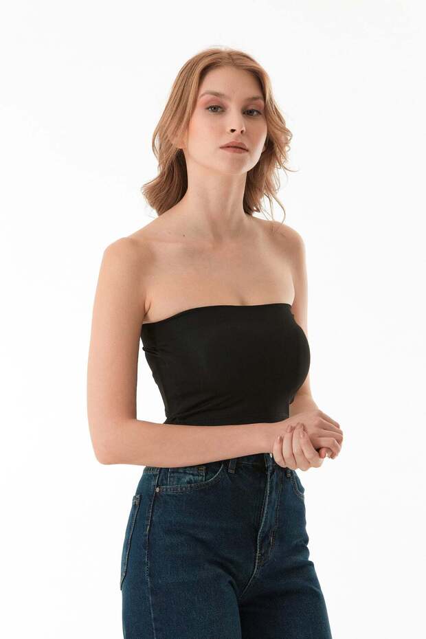 Basic Covered Strapless Bustier - 4