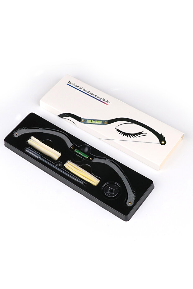 مجموعة واحدة من قوالب قياس الحواجب ومسطرة خط القوس والسهم ومكياج دائم بتقنية Microblading باللون الفضي