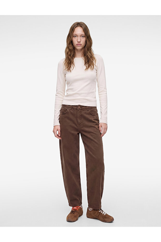Regular Fit Normal Waist Straight Leg Cotton Balloon Pants - Balloon Jeans