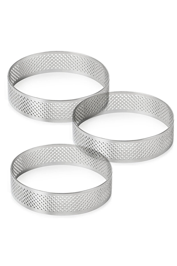 3pcs-10cm 3-12PCS Perforated Tart Ring Set Food Grade Stainless Steel Non-Stick Baking Molds for Pas
