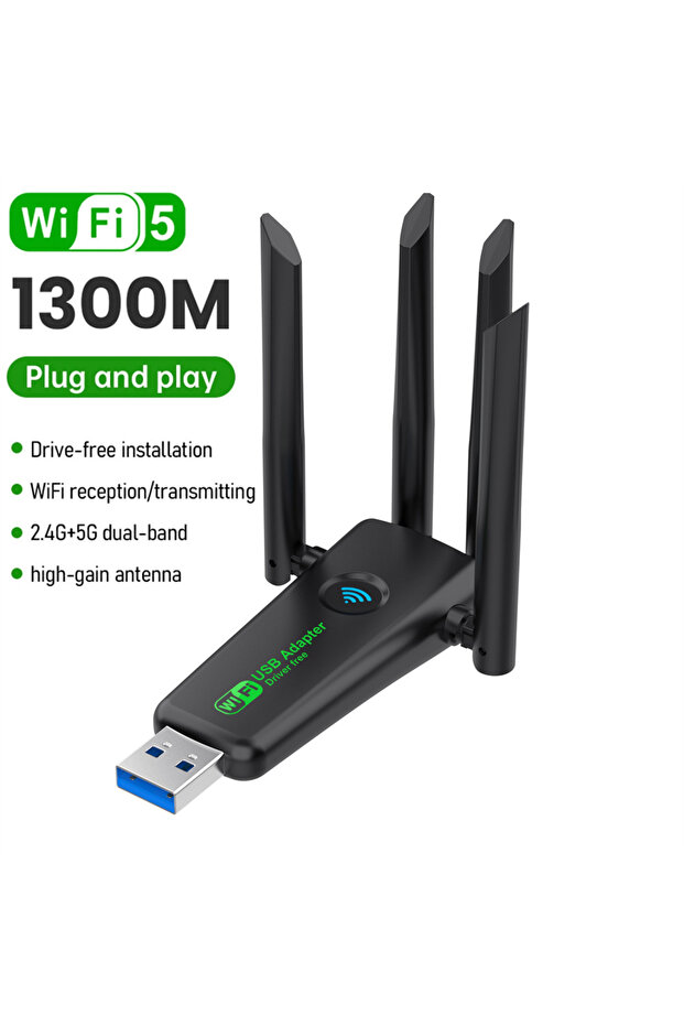 1300Mbps style 2 1300Mbps WiFi USB Adapter Dual Band 2.4G/5Ghz Wi-Fi Dongle USB3.0 High-Speed 802.11