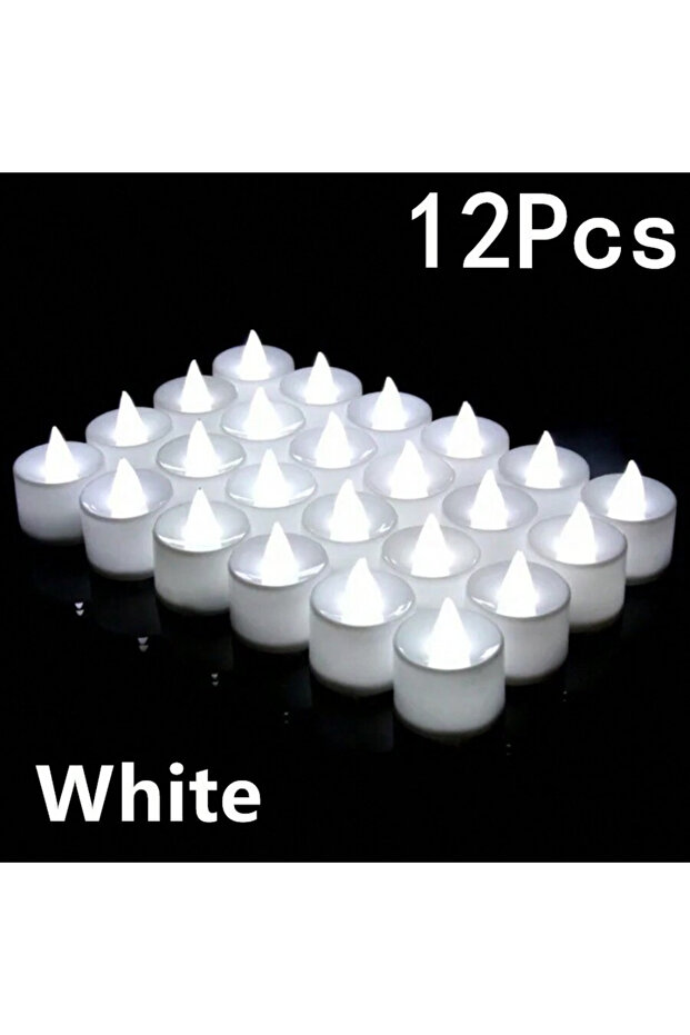 White 12pcs LED Tea Light Candles, Flameless Candles, Battery Electric Candles, Romantic Wedding Par