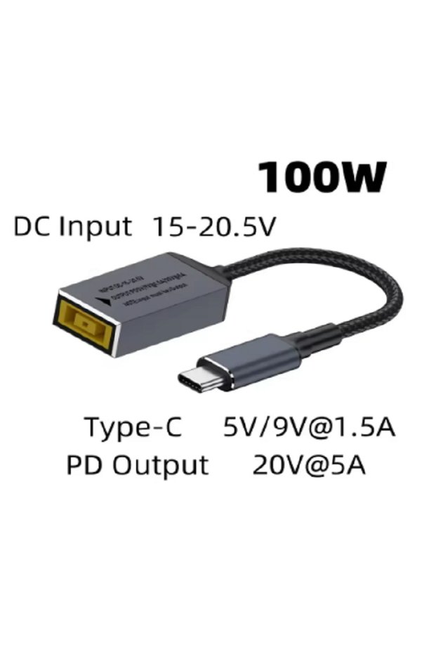 100W Cable ﻿ ﻿ 65W 100W 140W Type-C USB C to Square Plug Fast Charging Cable for Lenovo Laptop Charg