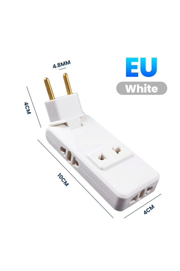 White 4 in 1 Eu Plug Adapter 4.8mm Power Adapter 180° Rotation Foldable CN USA to EU Europe Travel A