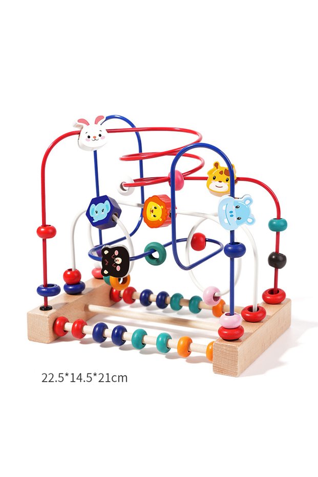 3 animal Wooden Toys Bead Maze Colorful Animals Fruits Shapes Educational Counting Learning Circle T