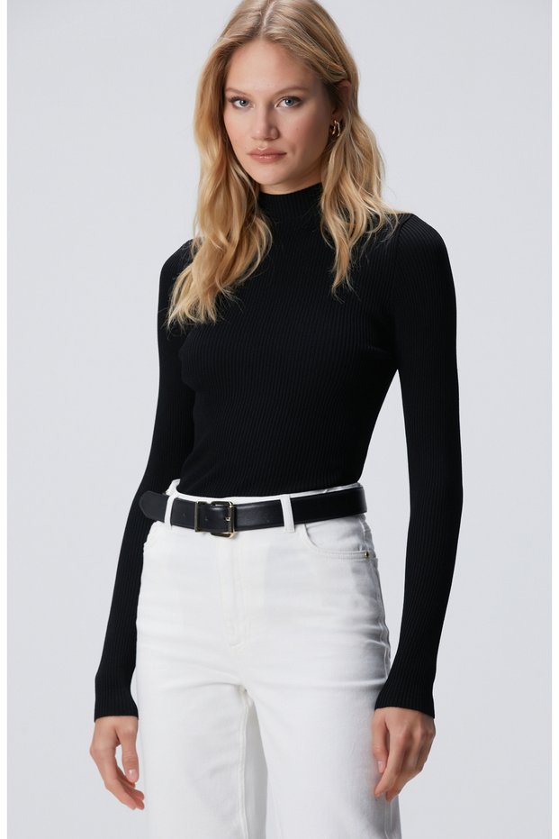 Siyah Rayon Basic Kazak