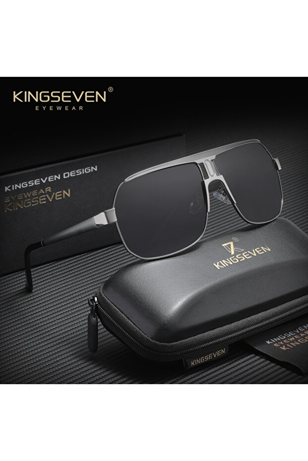 Silvery Gray KINGSEVEN Outdoor Polarized Men's Sunglasses Popular Ovesized Frame UV400 Classic High