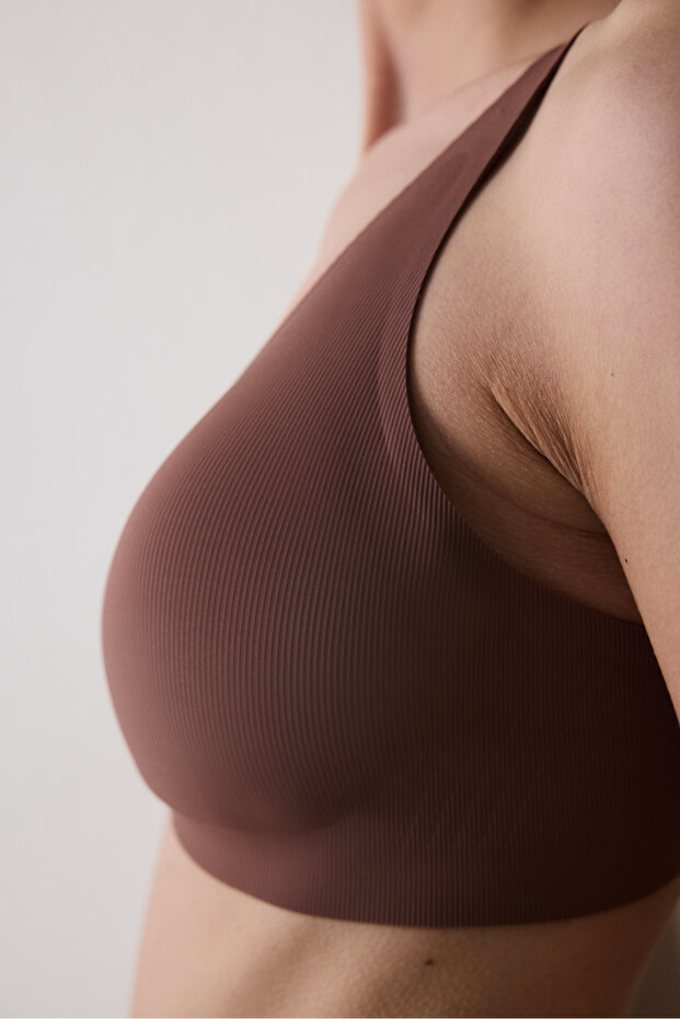 Invisible Ribbed Brown Bra - 5