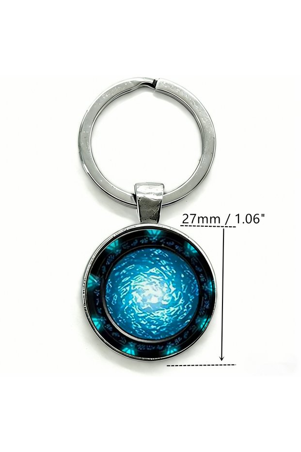 Silver 1PC Stargate Atlantis Fans Keychain Sci-Fi Design Metal with Convex Glass Son Collector Gifts