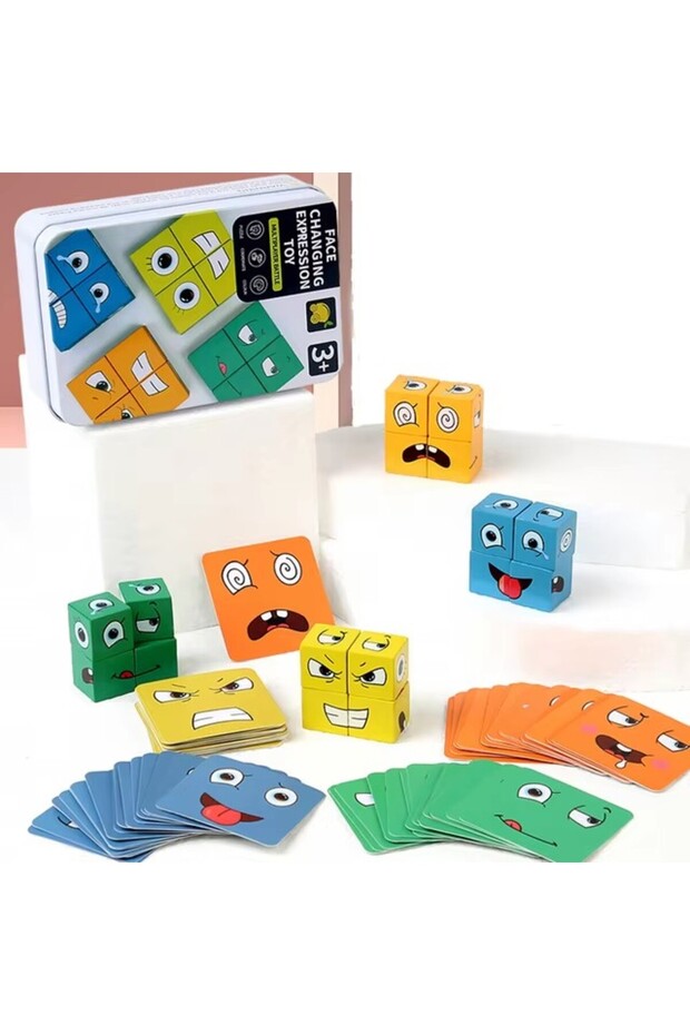 NO bell Face Change Cube Game Expression Puzzle Building Blocks Toys Learning Match Toy