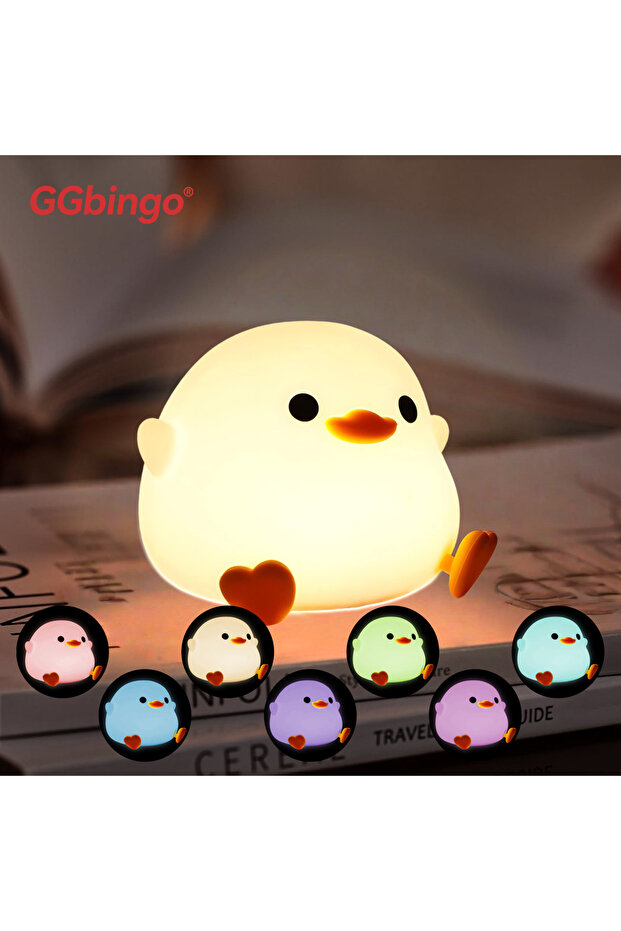 مصباح ليلي LED RGB صغير على شكل بطة جي جي بينجو مع مستشعر لمس، مصباح سيليكون لطيف على شكل هامستر، يعمل بمنفذ USB