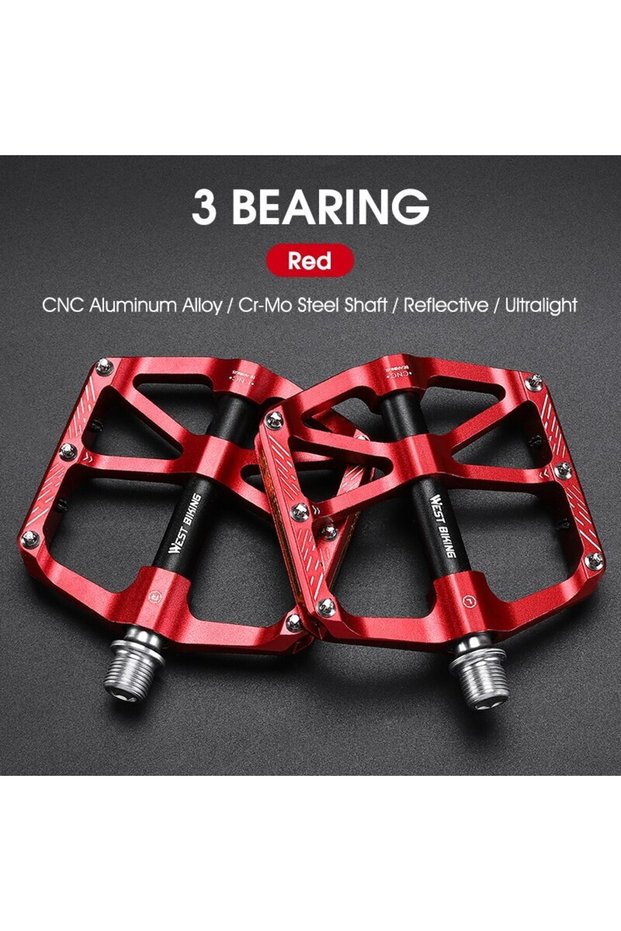 Red WEST BIKING CNC 3 Bearing Bicycle Pedals Ultralight BMX MTB Road Bike Pedals Non-slip Aluminum A