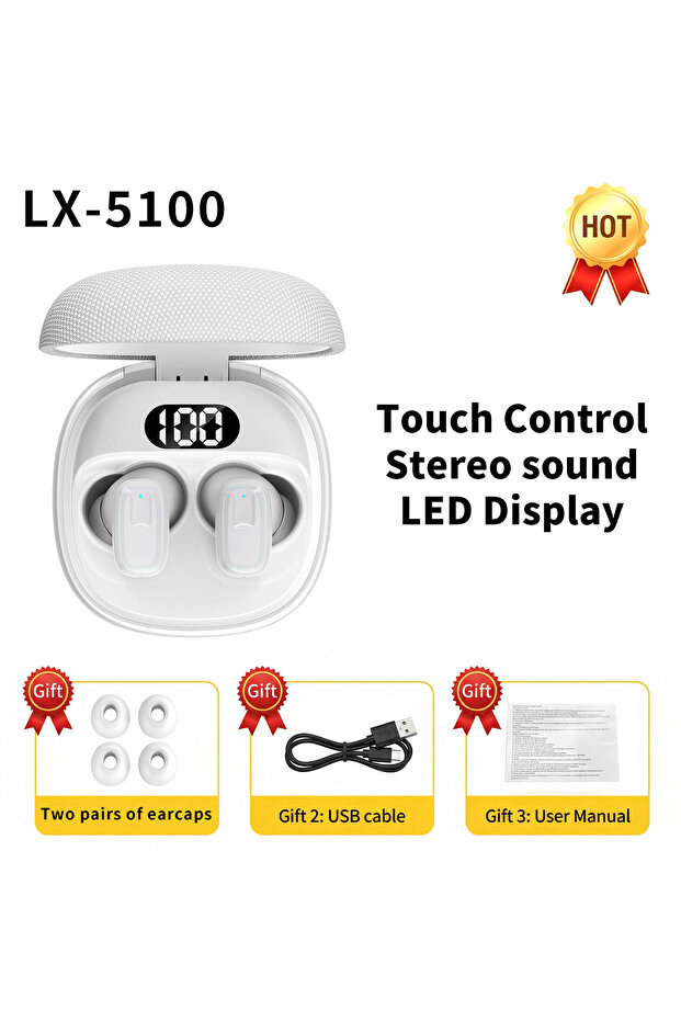 5100-White Y20 Wireless Sleep Earbuds Bluetooth 5.4 In Ear Small Sleeping Sport Headphones TWS Mini