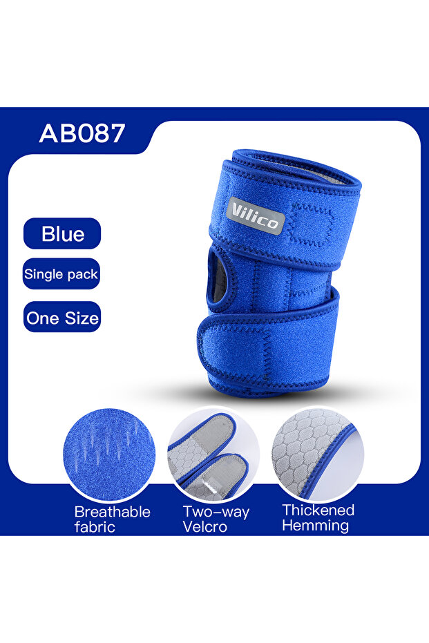 AB087-BU 1 Piece Adjustable Neoprene Elbow Support Brace - Comfortable Sports Fitness Protector for