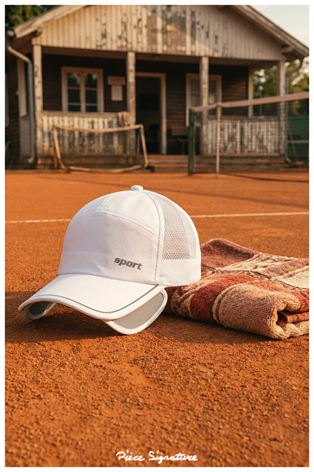 Running and Tennis Hat with Reflective Strip, Sun Protection, and "Retractable Visor" Mesh
