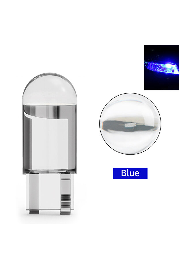 6 pcs Blue T10 W5W LED CAR Canbus Glass COB 6000k Reading Dome Lamp Marker Wedge License Plate Light