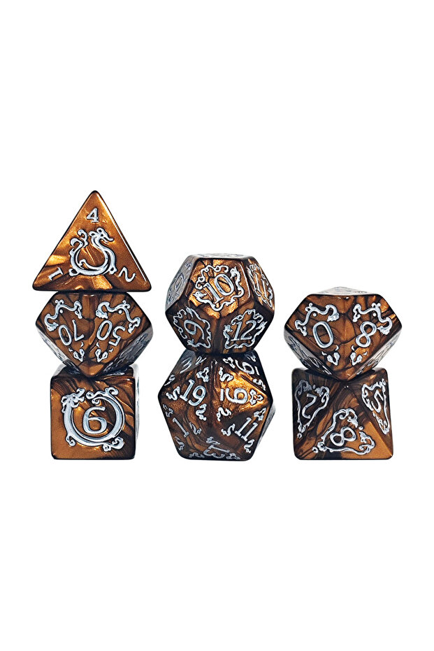 Dark Khaki DND Dice 7Pcs/set Dragon Pattern Polyhedral Dices Role Playing D&D TRPG Board Game Dice A