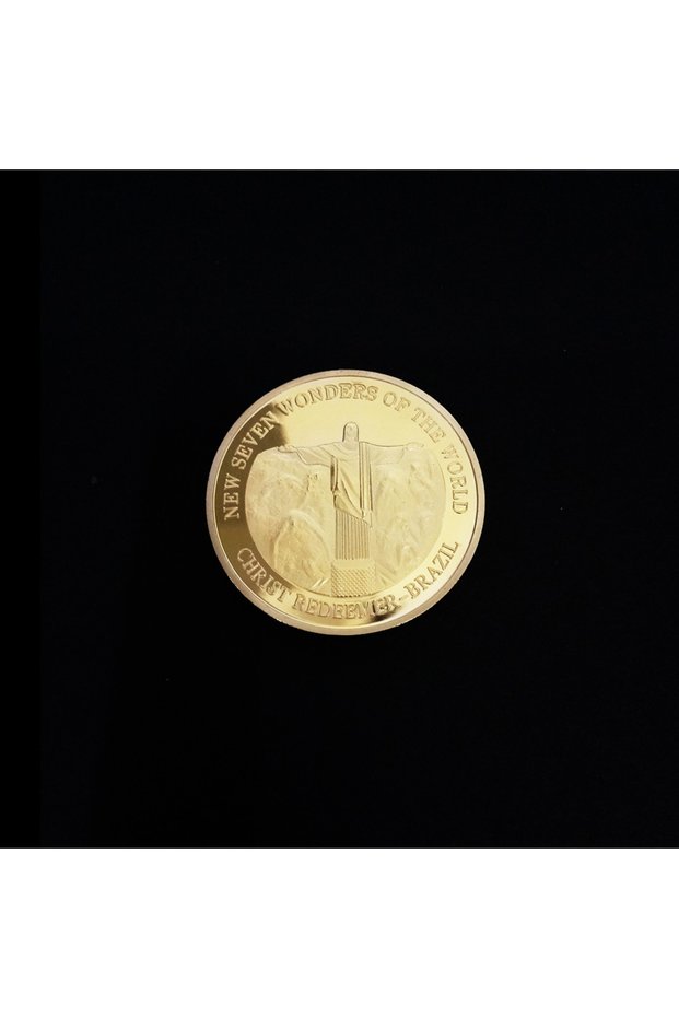 C Seven Wonders of The World Coin Collection Gold-plated Commemorative Badge Travel Collection Coin