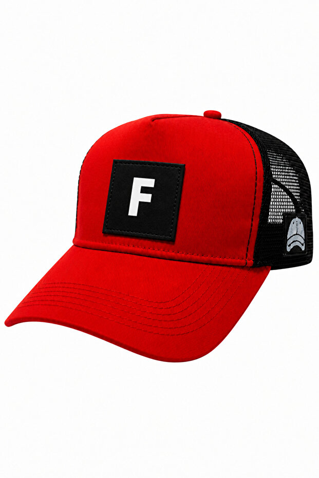 F Letter Patch Detailed Mesh Trucker Baseball Cap