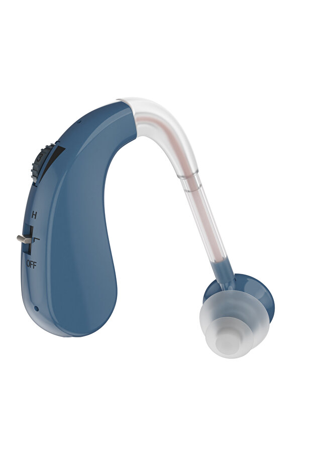 Blue single ear HeariRechargeable Hearing Aids for Seniors with Noise Cancelling,Hearing Loss Hearin