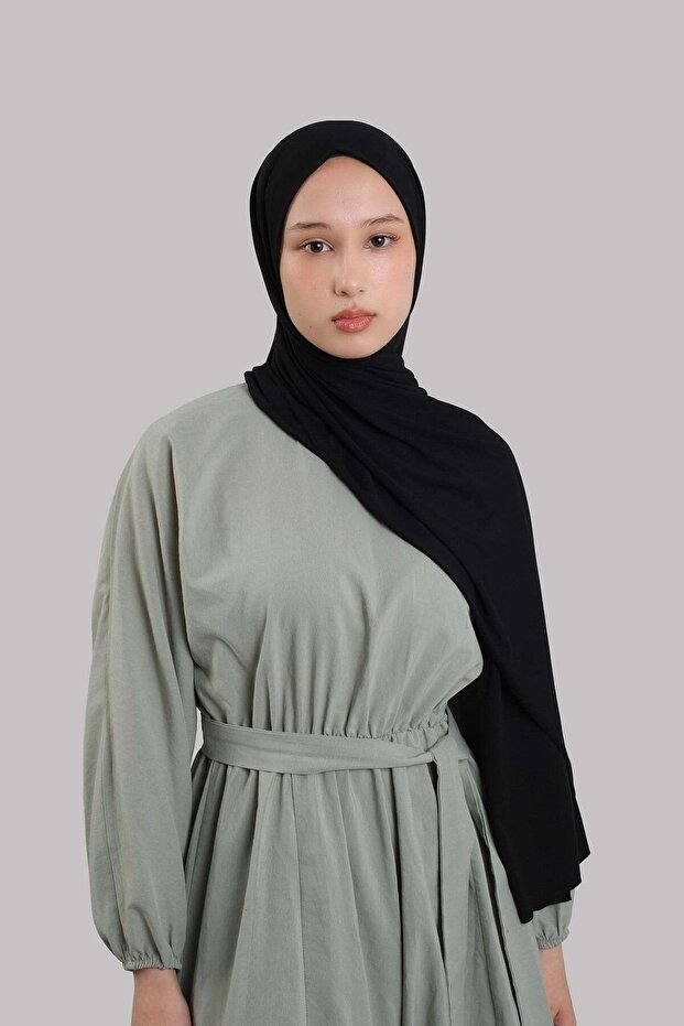 Black Plain Classic Shawl Viscose Fabric Lycra Combed Cotton 202101_01