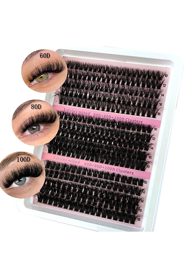 MIX D 15Row10mm18mmMIX New 15Rows DIY 5D Fluffy Lash Clusters 60D-200D Thick Eyelash Clusters Wispy