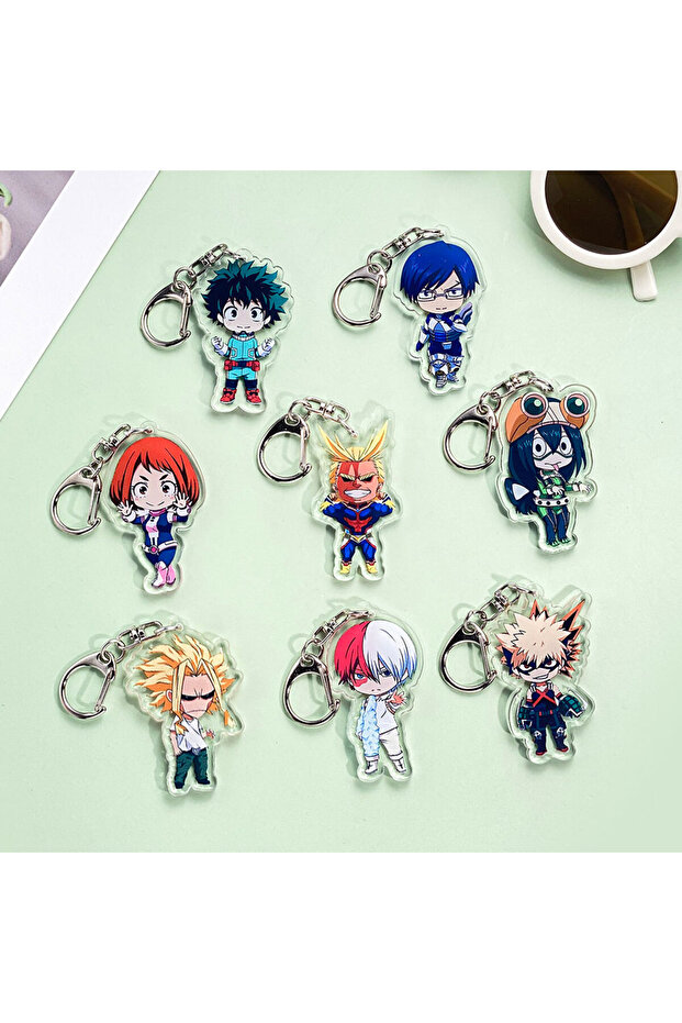 5cm 9 1/8PCS Anime My Hero Academia Acrylic Keychain Accessories Cartoon Creative Bag Charm Cute Key