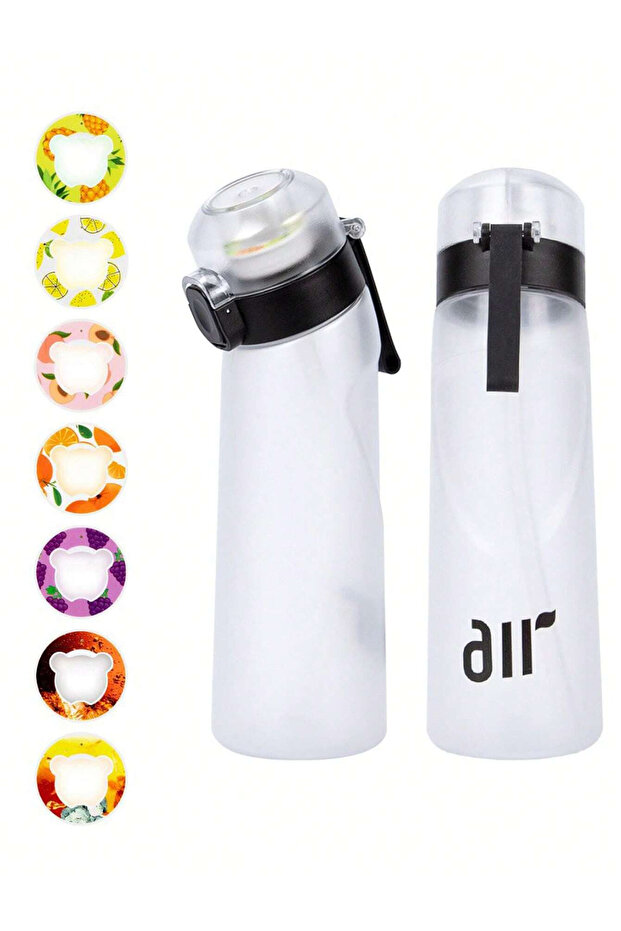 0.8L White 1pc Air Water Bottle With 1pc Random Flavor Pods Portable Transparent With Straw Leak Pro