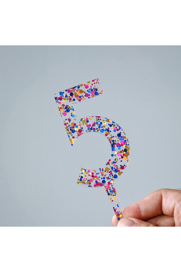 Length 16cm 6.29in Acrylic 5 3.4 inch Acrylic Number Cake Topper Colorful Glitter Digital 0-9 for Ki