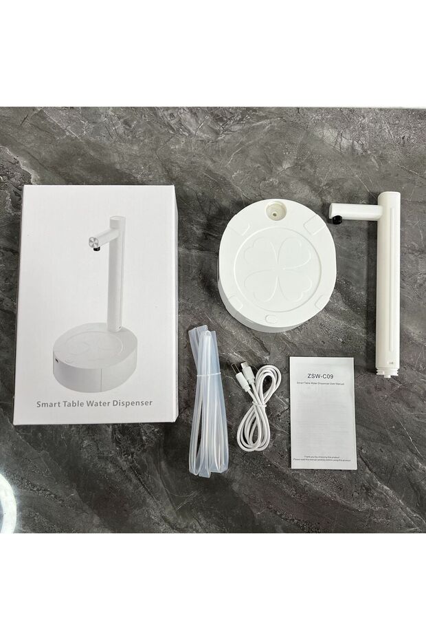 White Portable Desktop Electric Water Dispenser Rechargeable Bottle Barreled Gallon Pump Automatic D