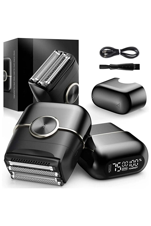 black Sweker Electric Razor for Men 4 Blades Floating Head Foil Shaver Waterproof Wet Dry Beard Trim
