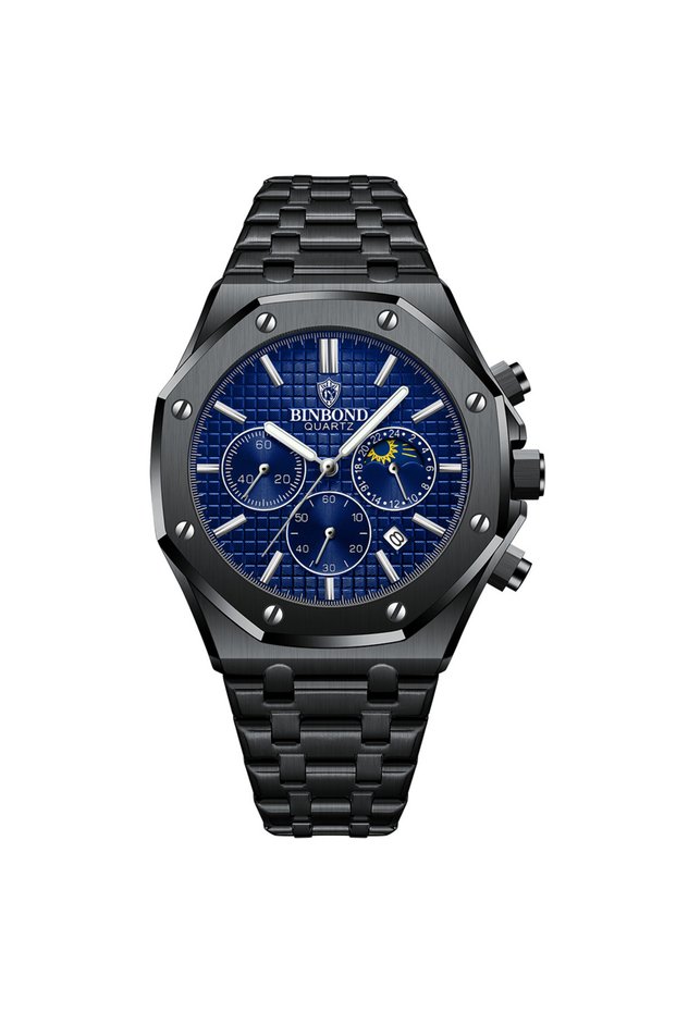 3 BINBOND Luxury Quartz Wristwatches Luminous Waterproof Auto Date Chronograph Men's Watch Business