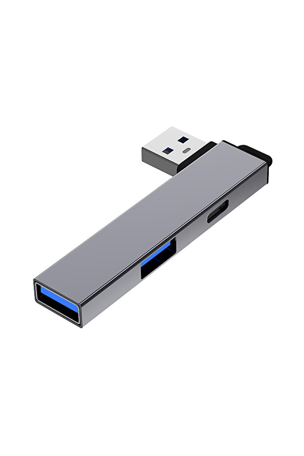 موزع USB رمادي اللون 3 في 1 للهواتف المحمولة وأجهزة الكمبيوتر، موسعات متعددة الوظائف عالية السرعة، USB D