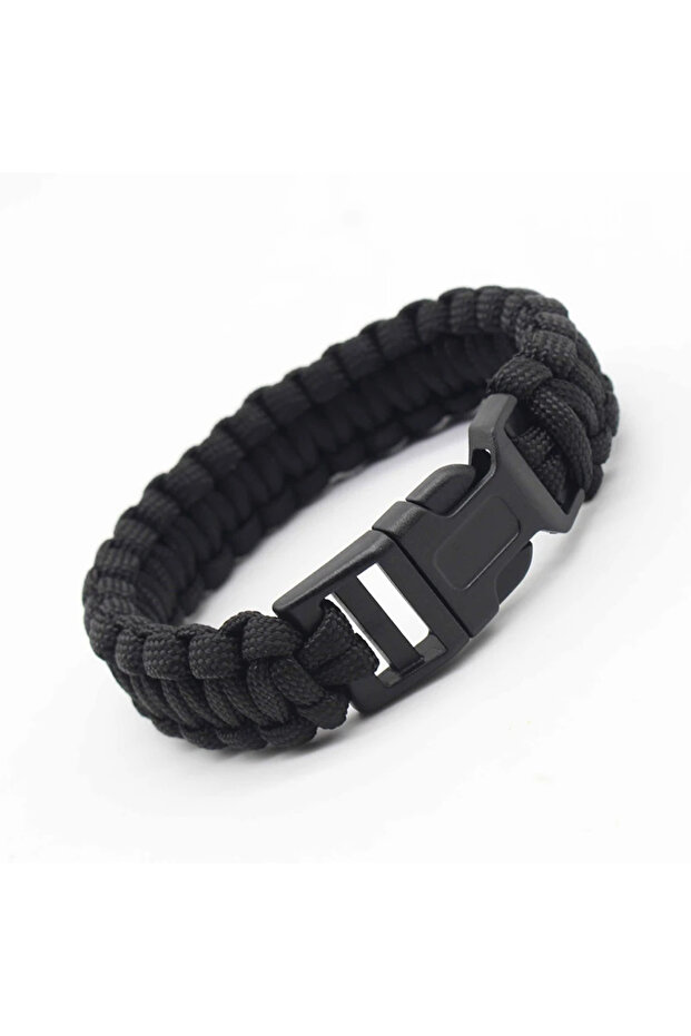 Black 23cm/9in Seven Core Paracord Survival Bracelet for Outdoor Emergency Escape Camping Tool with