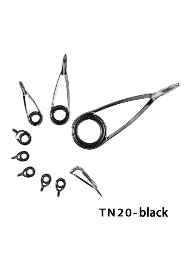 Black(TS Ring) TAKEDO TN20 9pcs Fishing Rod Guides Eyes Sets Stainless Steel Ceramics Rings Rod Repa