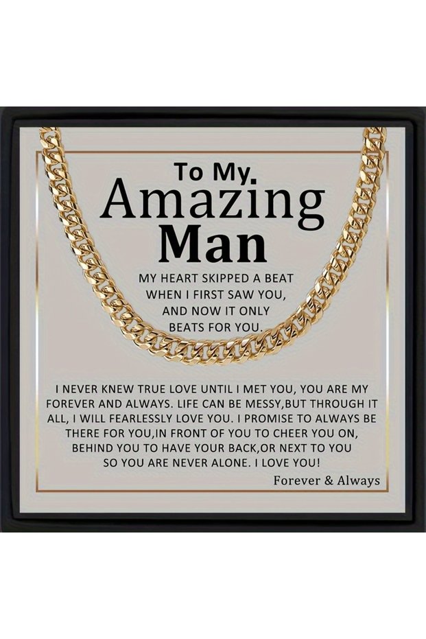 Golden High Quality Men's Stainless Steel Six-Sided Grinding Craft Cuban Chain Necklace, Perfect Ann
