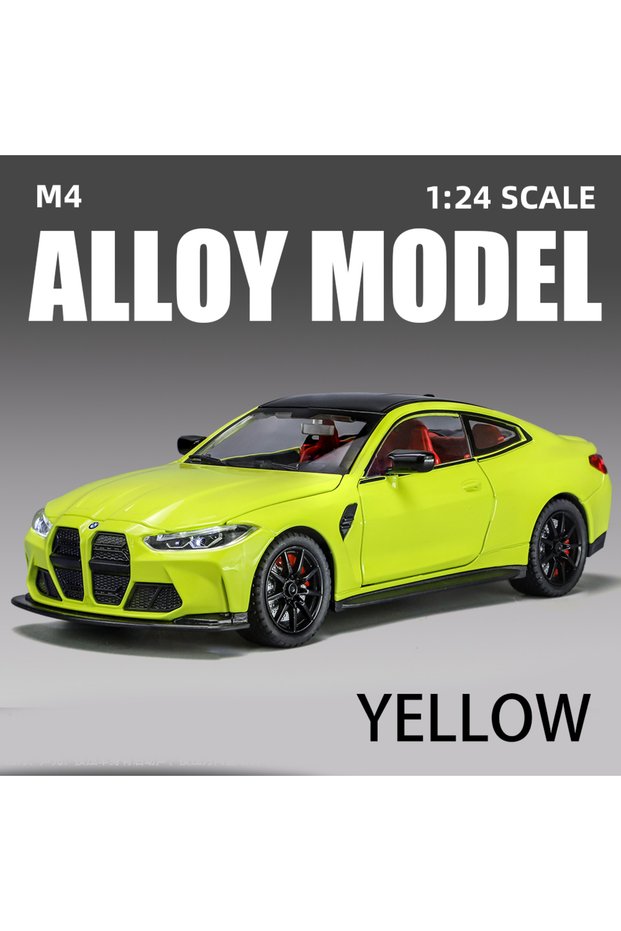 M4 YELLOW 1:24 Scale M4 Sedan Car Vehicle Model Alloy Toys Boys Pull Back Diecast Metal Gift Sound L