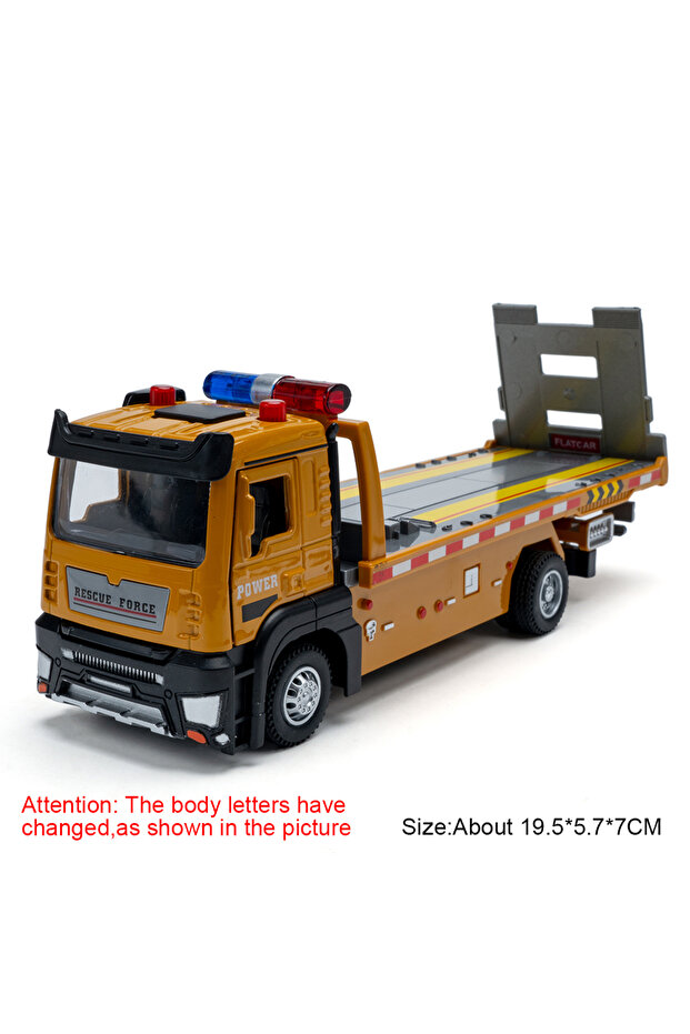 Trailer 1:32 Alloy Flatbed Trailer Excavator Blender Truck Model Toys Diecast Car Sound Light Pull B