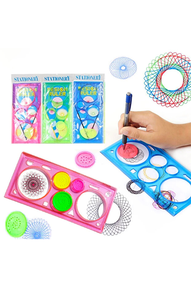 4PCS Random color Geometry Spirograph Drawing Stencils Set Painting Template Art Crafts Creative Kid