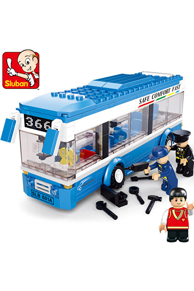 SLUBAN 235Pcs City Single-Decker Express Bus Car Model Building Blocks Set DIY Bricks Educational To