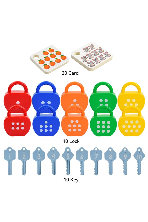 10 sets with opp 5 or 10 Sets Lock and Key Sensory Toy, Number Counting & Matching Math Games, Presc