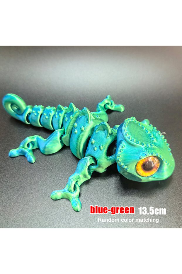 Blue green 13.5CM 3D Printing Chameleon Figures Movable Joint Fidget Toy Cartoon Animal Model Toy Ho