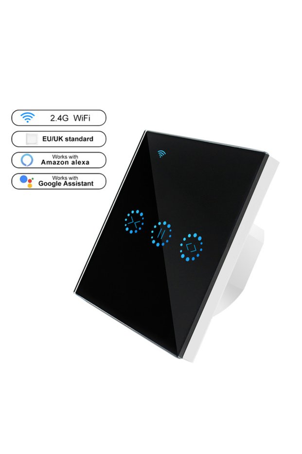 Black EU Standard EWeLink Smart Life WiFi Curtain Blind Switch Roller Shutter Electric Motor Door Vo