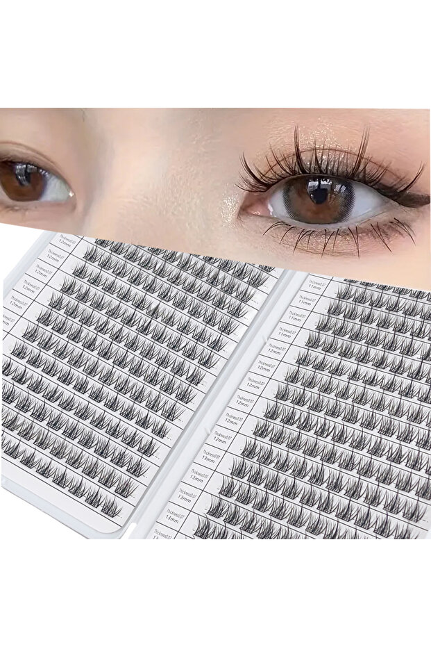 jms-sanbuq 320pcs DIY Anime Cluster Eyelash Book - Feather Cross Style Extension, Reuse Mixed Length