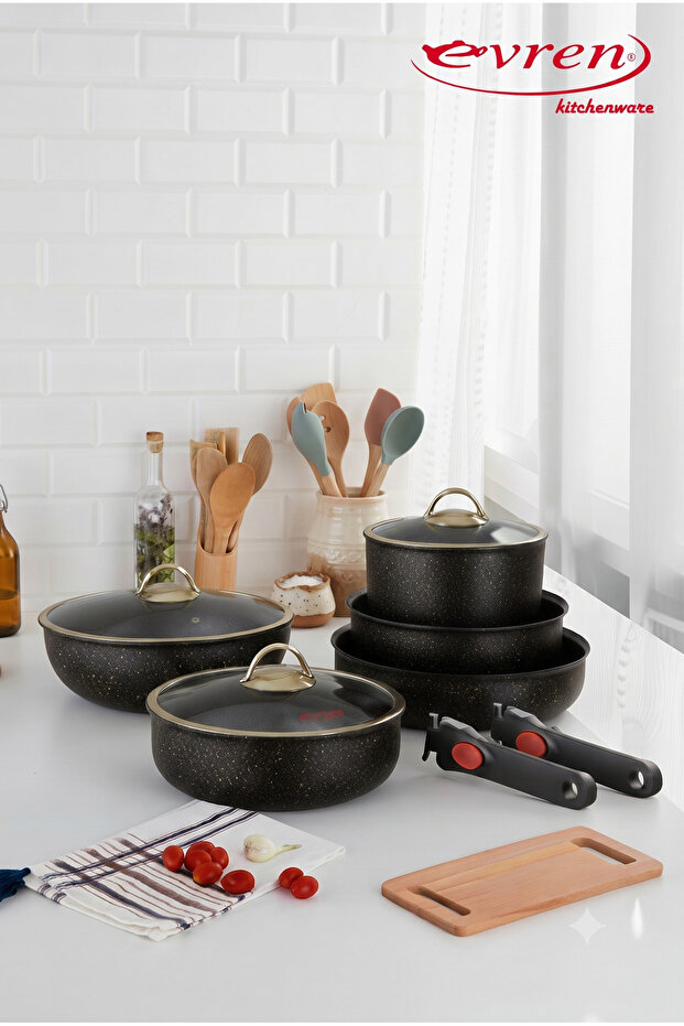 Evren, 10-Piece Multi-Practical Cookware Set Non-Stick, Induction-Based